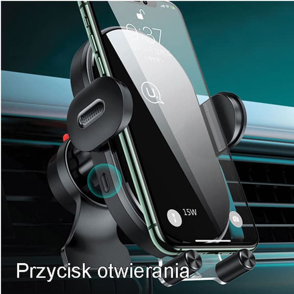 USAMS US-CD132 - Bilholder med trådløs opladning 15W (sort)