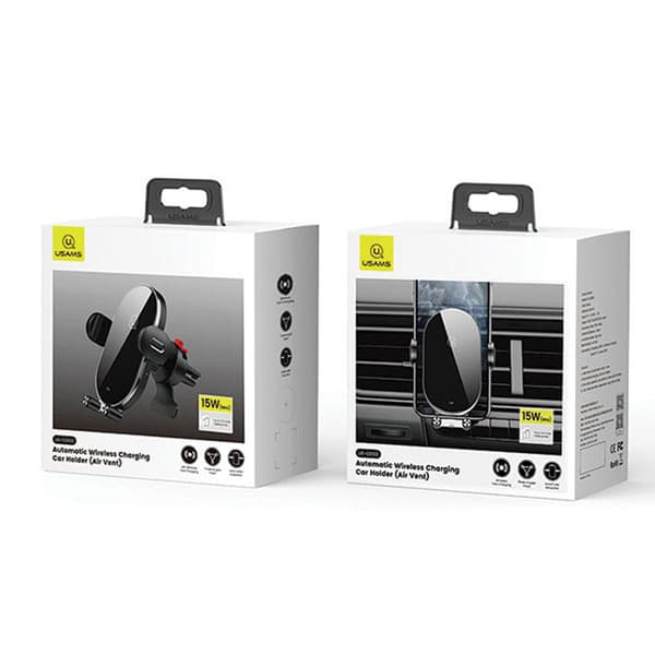 USAMS US-CD132 - Bilholder med trådløs opladning 15W (sort)