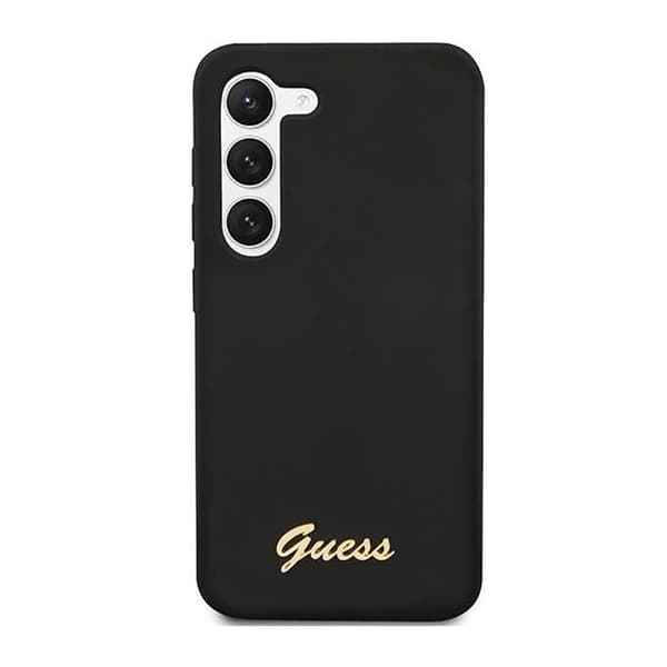 Guess Silicone Script Metal Logo - Samsung Galaxy S23 Fodral (svart)