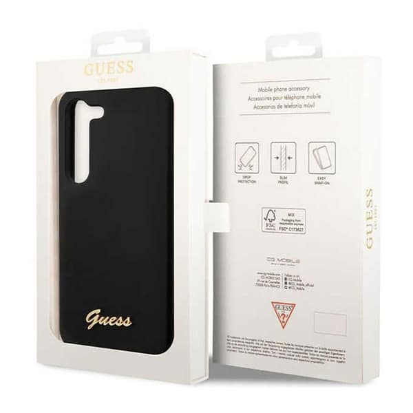 Guess Silicone Script Metal Logo - Samsung Galaxy S23 Fodral (svart)