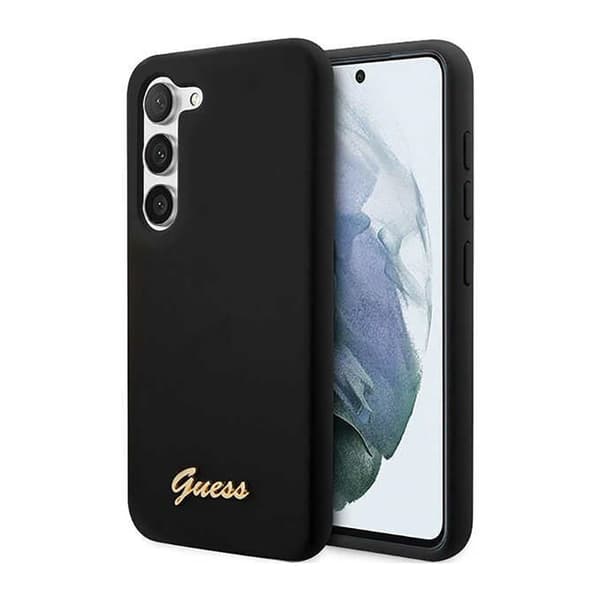 Guess Silicone Script Metal Logo - Samsung Galaxy S23 Fodral (svart)