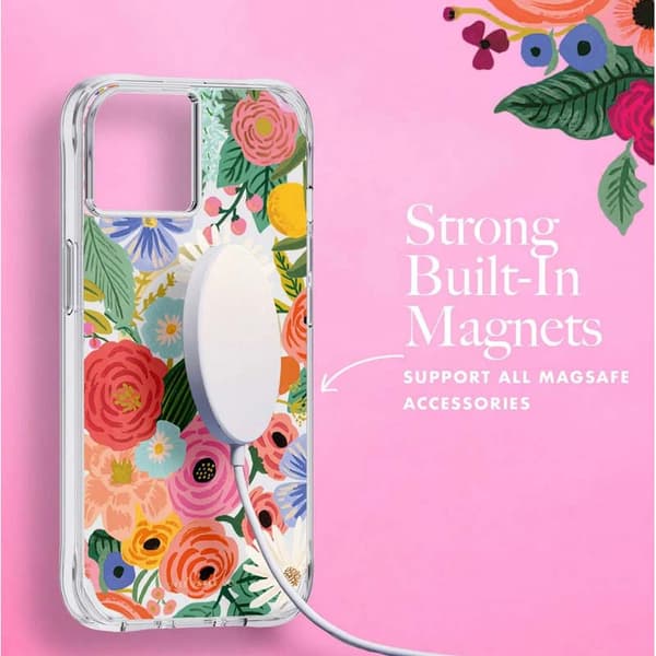 Rifle Paper Clear MagSafe - iPhone 14 Plus-fodral (Garden Party Blush)