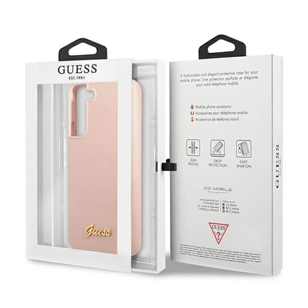 Guess Silikone Script Metal Logo - Samsung Galaxy S23+ etui (pink)