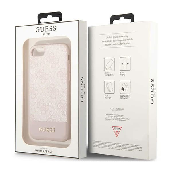 Guess 4G Bottom Stripe Collection - iPhone-cover iPhone SE (2022/2020) / 8/7 (Pink)