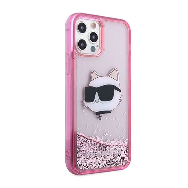 Karl Lagerfeld Liquid Glitter NFT Choupette Head - iPhone 12 / iPhone 12 Pro Fodral (Rosa)