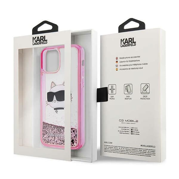 Karl Lagerfeld Liquid Glitter NFT Choupette Head - iPhone 12 / iPhone 12 Pro Fodral (Rosa)