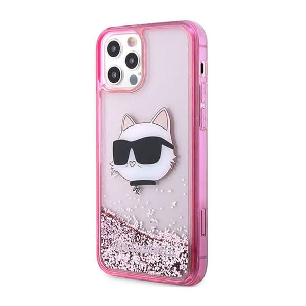Karl Lagerfeld Liquid Glitter NFT Choupette Head - iPhone 12 / iPhone 12 Pro Fodral (Rosa)