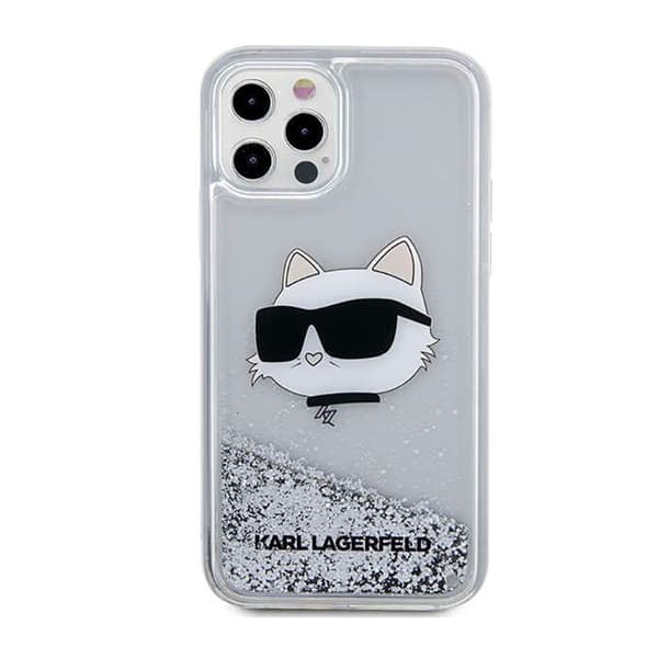 Karl Lagerfeld Liquid Glitter NFT Choupette Head - iPhone 12 / iPhone 12 Pro etui (sølv)