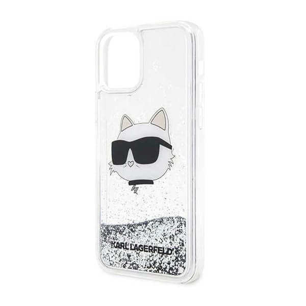 Karl Lagerfeld Liquid Glitter NFT Choupette Head - iPhone 12 / iPhone 12 Pro etui (sølv)