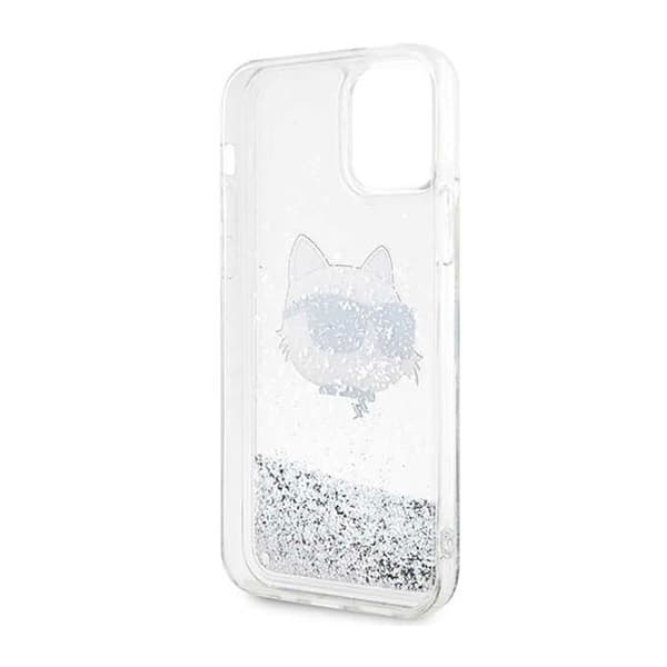 Karl Lagerfeld Liquid Glitter NFT Choupette Head - iPhone 12 / iPhone 12 Pro etui (sølv)