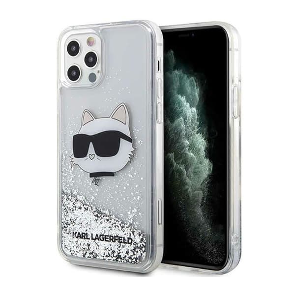 Karl Lagerfeld Liquid Glitter NFT Choupette Head - iPhone 12 / iPhone 12 Pro etui (sølv)