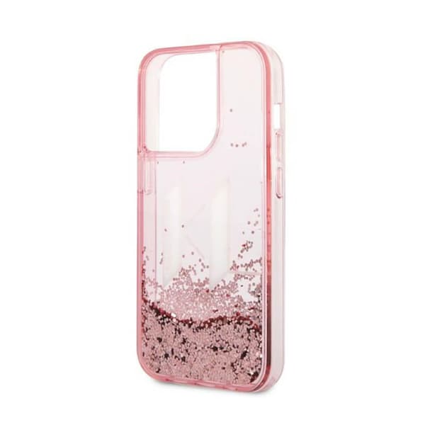 Karl Lagerfeld Liquid Glitter Big Logo Cover - iPhone 14 Pro Cover (Pink)