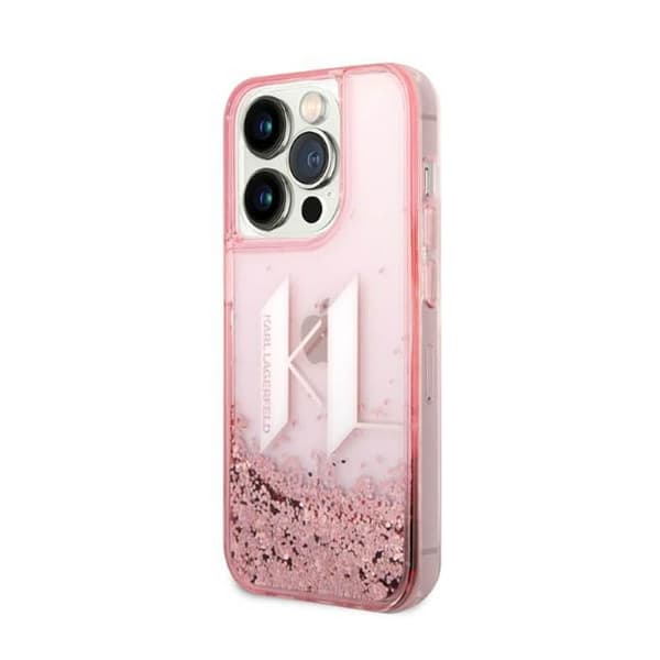 Karl Lagerfeld Liquid Glitter Big Logo Cover - iPhone 14 Pro Cover (Pink)