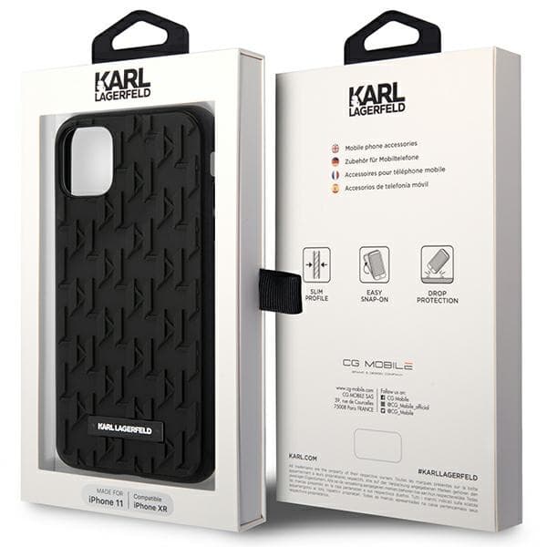 Karl Lagerfeld Monogram 3D-mönster - iPhone 11-fodral (svart)