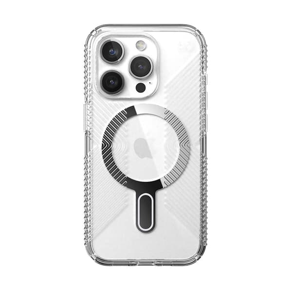 Speck Presidio Perfect-Clear Grip ClickLock & MagSafe - iPhone 15 Pro -kotelo (kirkas / kromiviimeistely / seesteinen hopea)