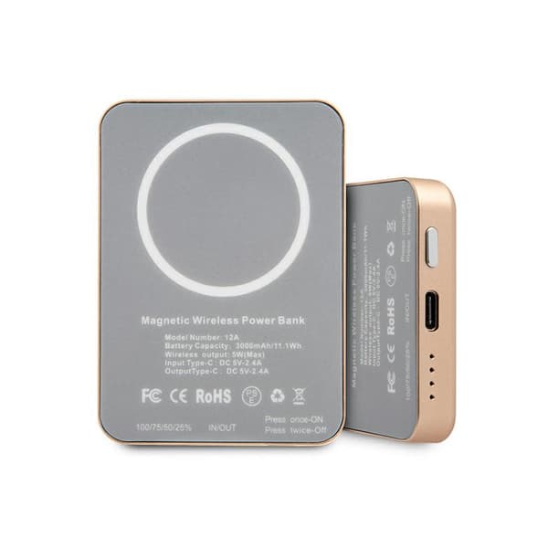 Guess Magnetic Wireless Power Bank Vintage - Induktion Power Bank 3000 mAh MagSafe (Guld)