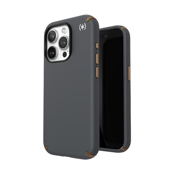 Speck Presidio2 Pro Magsafe - iPhone 15 Pro-fodral (kolgrå / kall brons / vit)