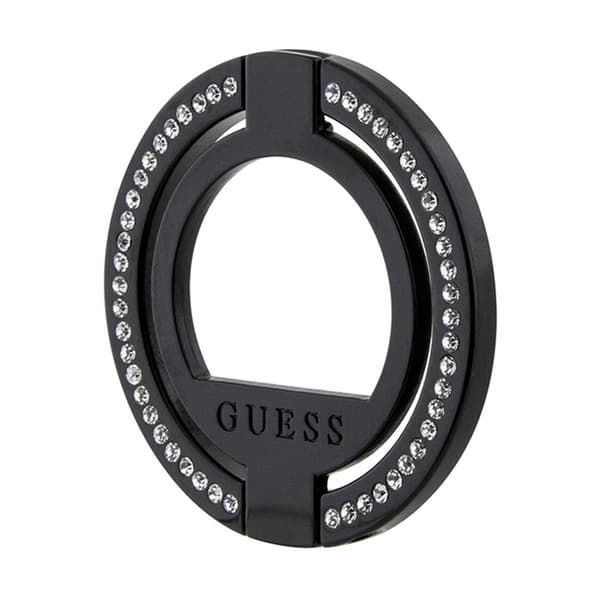 Guess MagSafe Ring Stand tekojalokivi - Magneettinen sormipidike puhelimelle jalustalla (musta)