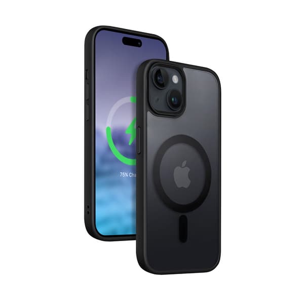 Crong Hybrid Frost MAG -suojus - iPhone 15 Plus MagSafe -kotelo (musta)
