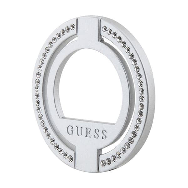 Guess MagSafe Ring Stand tekojalokivi - Magneettinen sormipidike puhelimelle jalustalla (hopea)