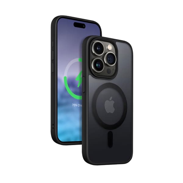 Crong Hybrid Frost MAG -suojus - iPhone 15 Pro Max MagSafe -kotelo (musta)