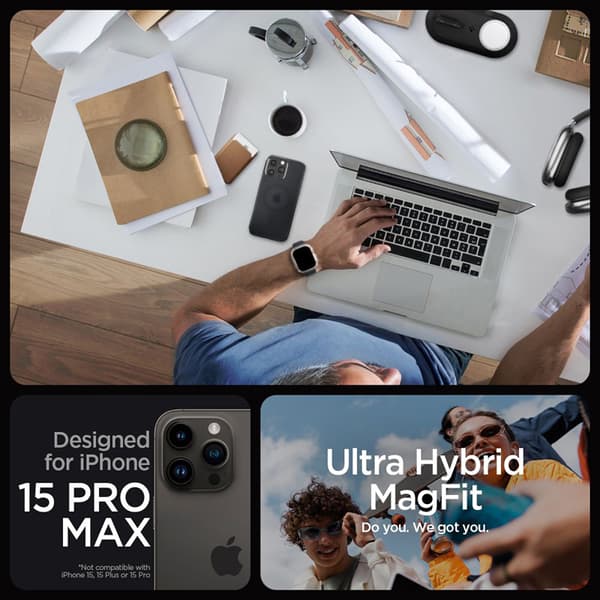 Spigen Ultra Hybrid Mag MagSafe - kotelo iPhone 15 Pro Maxille (Frost Black)