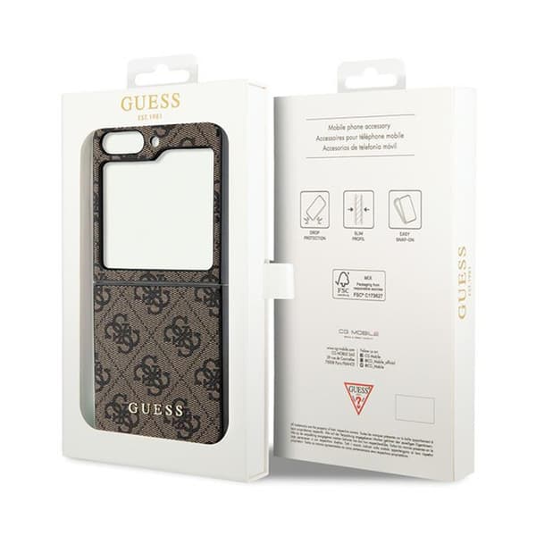 Guess 4G Charms Collection - kotelo Samsung Galaxy Z Flip 5:lle (ruskea)