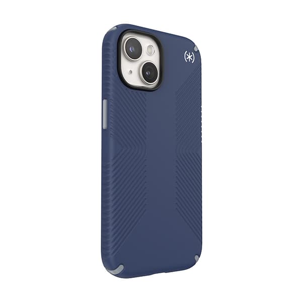 Speck Presidio2 Grip - iPhone 15 / iPhone 14 / iPhone 13 kotelo (rannikonsininen / pölynharmaa / valkoinen)