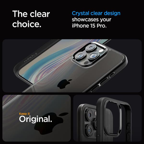 Spigen Ultra Hybrid - kotelo iPhone 15 Prolle (mattamusta)