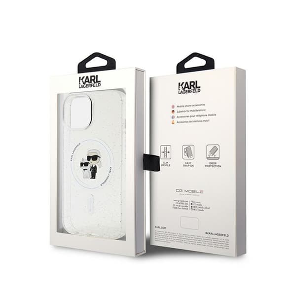 Karl Lagerfeld Karl & Choupette Glitter Magsafe - iPhone 15 Plus -kotelo (läpinäkyvä)