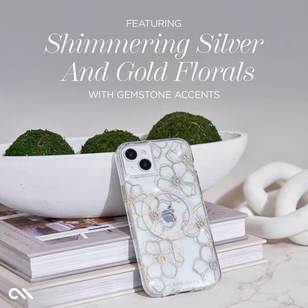 Case-Mate Floral Gems MagSafe - iPhone 15 Plus -kotelo (kulta)