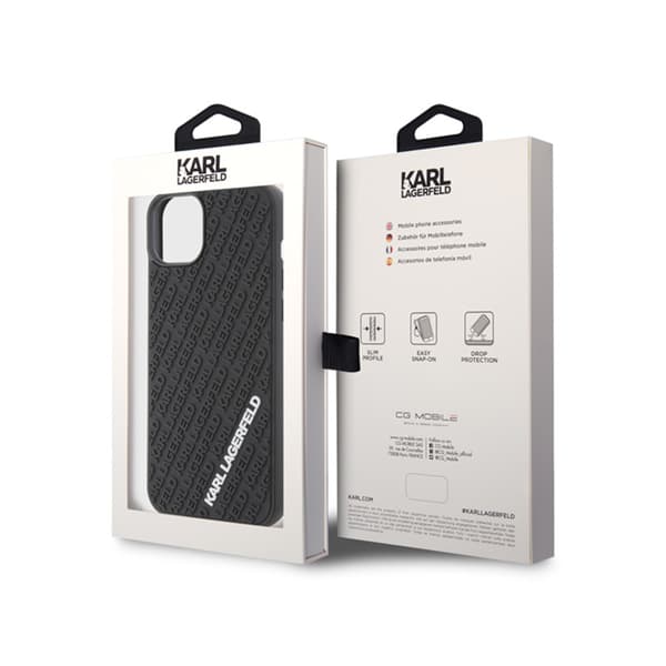 Karl Lagerfeld 3D Rubber Multi Logo - iPhone 15 Plus -kotelo (musta)
