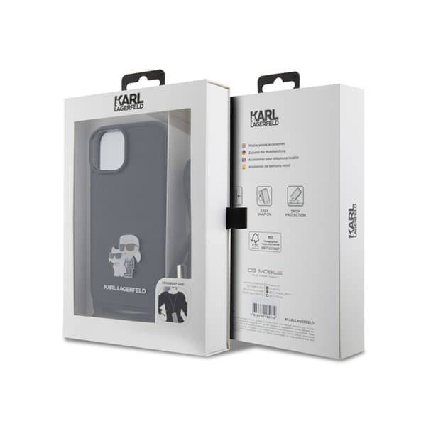 Karl Lagerfeld Crossbody Saffiano Metal Pin Karl & Choupette - iPhone 15 -kotelo (musta)