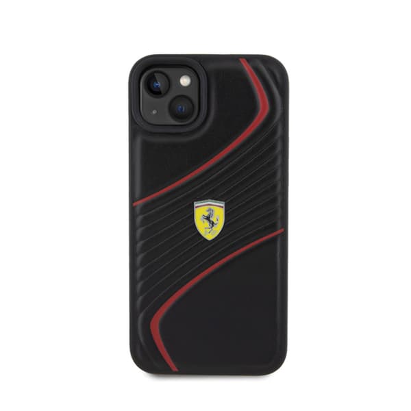 Ferrari Twist Metal Logo - iPhone 15 Plus etui (sort)