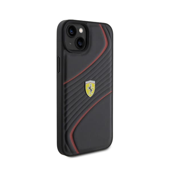 Ferrari Twist Metal Logo - iPhone 15 Plus etui (sort)