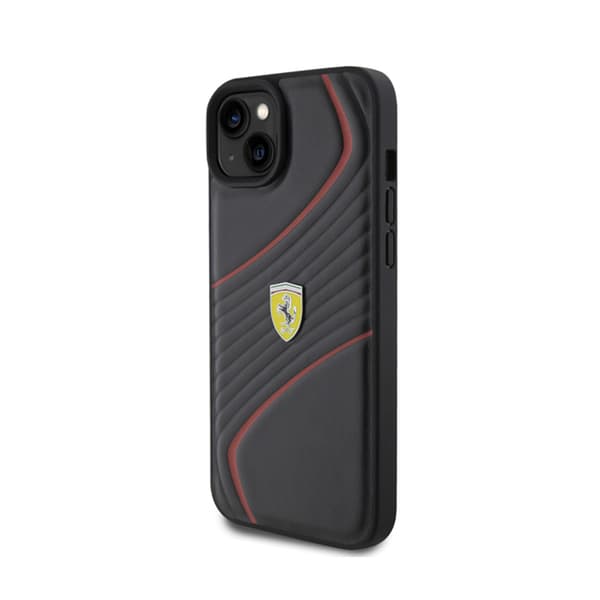 Ferrari Twist Metal Logo - iPhone 15 Plus etui (sort)