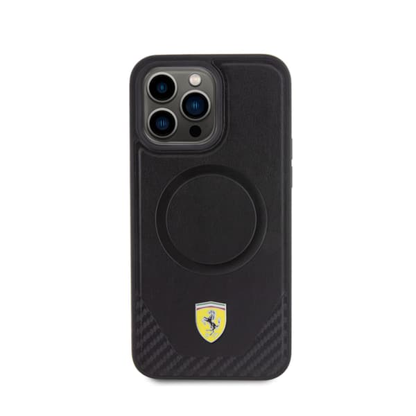 Ferrari Carbon Metal Logo MagSafe - iPhone 15 Pro Max -kotelo (musta)