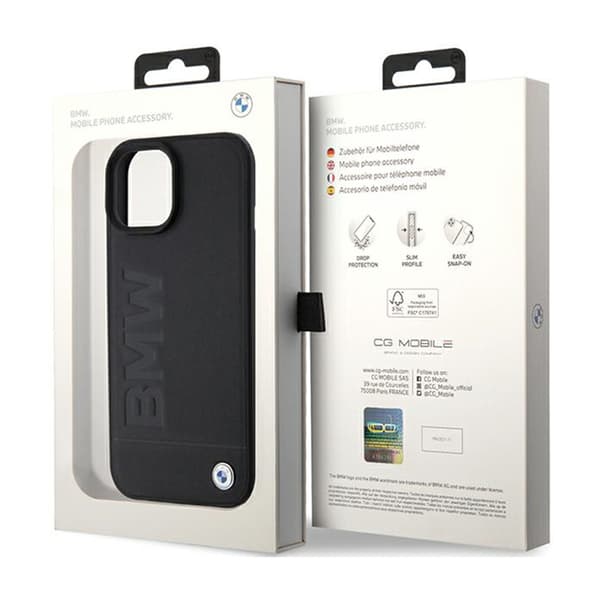 BMW Leather Hot Stamp - iPhone 15-fodral (svart)