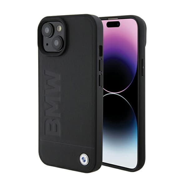 BMW Læder Hot Stamp - iPhone 15 Plus etui (sort)