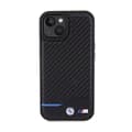 Miniatyrbild 3 av 8: BMW Leather Carbon Blue Line - iPhone 15-fodral (svart)