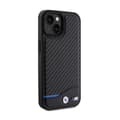 Miniatyrbild 4 av 8: BMW Leather Carbon Blue Line - iPhone 15-fodral (svart)