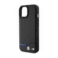 Miniatyrbild 6 av 8: BMW Leather Carbon Blue Line - iPhone 15-fodral (svart)