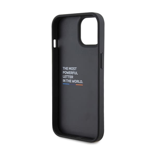 BMW Leather Carbon Blue Line - iPhone 15-fodral (svart)