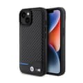 Miniatyrbild 1 av 8: BMW Leather Carbon Blue Line - iPhone 15-fodral (svart)