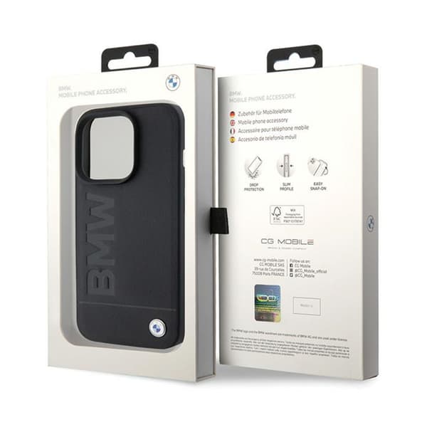 BMW Læder Hot Stamp MagSafe - iPhone 15 Pro etui (sort)