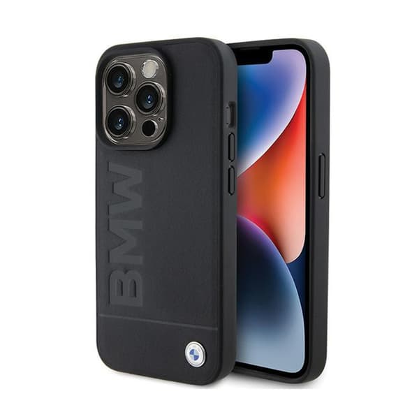 BMW Læder Hot Stamp MagSafe - iPhone 15 Pro etui (sort)