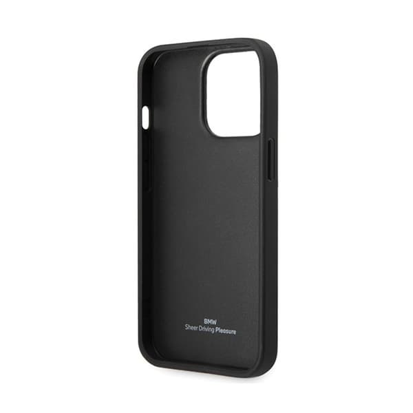 BMW læder diamantmønster - iPhone 14 Pro etui (sort)