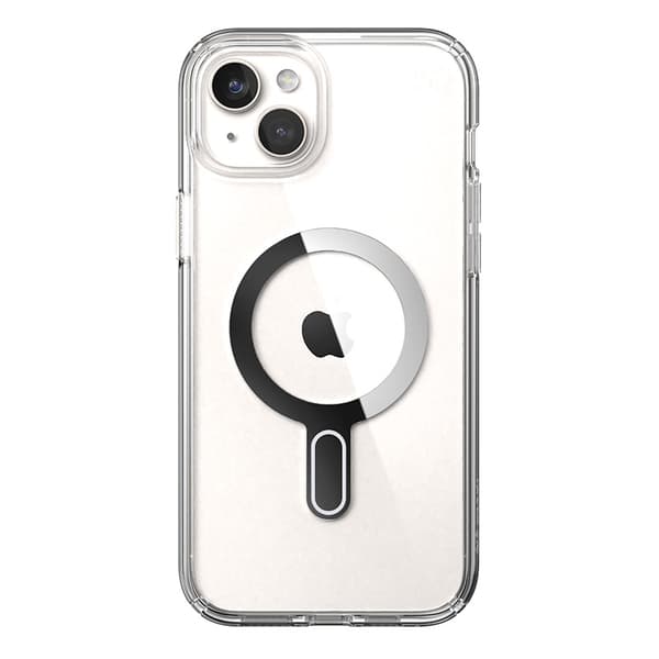 Speck Presidio Perfect-Clear ClickLock & Magsafe - iPhone 15 Plus / iPhone 14 Plus etui (Klar / Chrome Finish / Serene Silver)