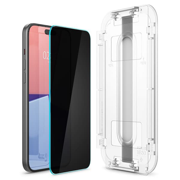 Spigen GLAS.TR EZ FIT Privacy 2-Pack - Hærdet glas med privatlivsfilter til iPhone 15 2 stk.