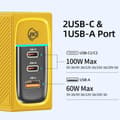 Miniatyrbillede 5 af 9: WEKOME WP-U155 Tint Series - 2x USB-C & USB-A superhurtig oplader GaN 100W (gul)